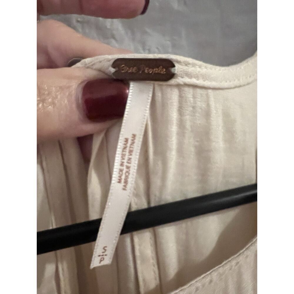 Free People Cream Layers Of Love Tunic Oversized Tank Sz S Large Armholes - Picture 5 of 7